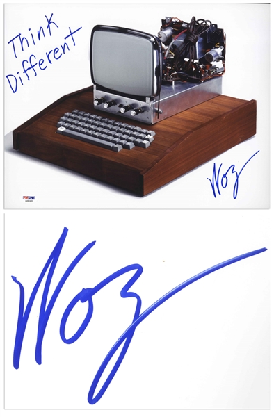 Steve Wozniak Signed 14'' x 11'' Photo of the Apple 1 Computer, Writing ''Think Different'' -- With PSA/DNA COA